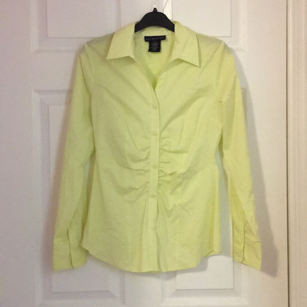 Pastel Yellow Button Up with Rouching
